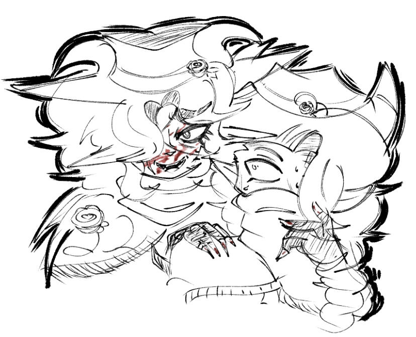 lineart illustration of Angelino and Damian from Roses Beneath