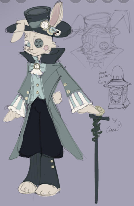 character design of my original character Mr. Rabbit for my indie series project Roses Beneath